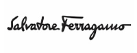 The image shows a black and white text that reads Salvatore Ferragamo in an elegant script, which is likely the brand name of a luxury fashion house.