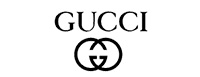 The image shows a logo with the text GUCCI in uppercase letters, and below it is a graphic design featuring interlocking G s.